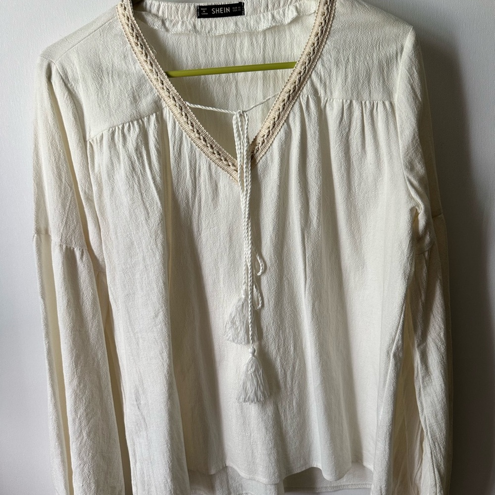 Elegant Cream Blouse with Braided Detail